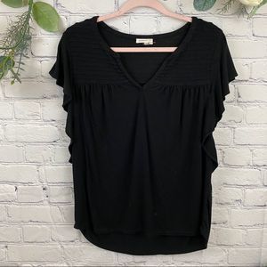 🌙Anthropologie Meadow Rue black ruffle sleeve top
